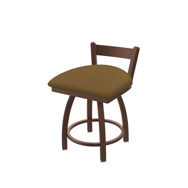 18" Low Back Swivel Vanity Stool, Bronze Finish, Canter Saddle Seat
